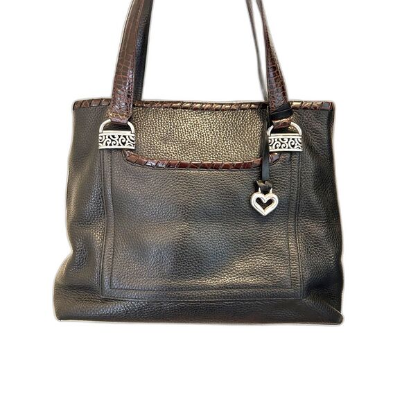Brighton Black Pebbled Leather Purse with Silver Hardware - Picture 1 of 7